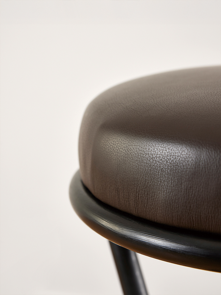 Metal And Leather Bar Stool