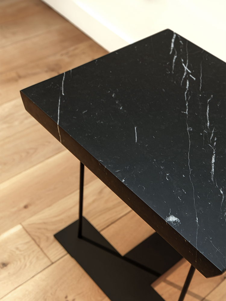 Marbre and Metal Side Table