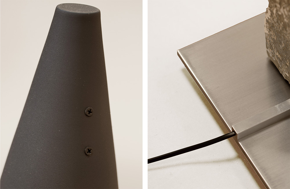 Conical Metal and Stone Lamp