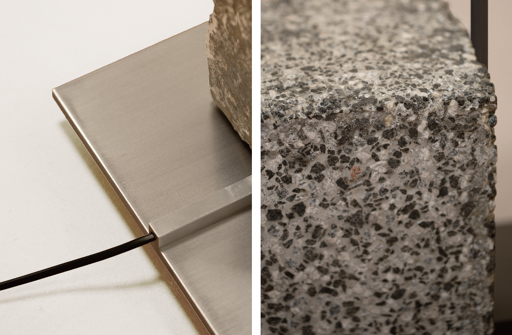 Conical Metal and Stone Lamp